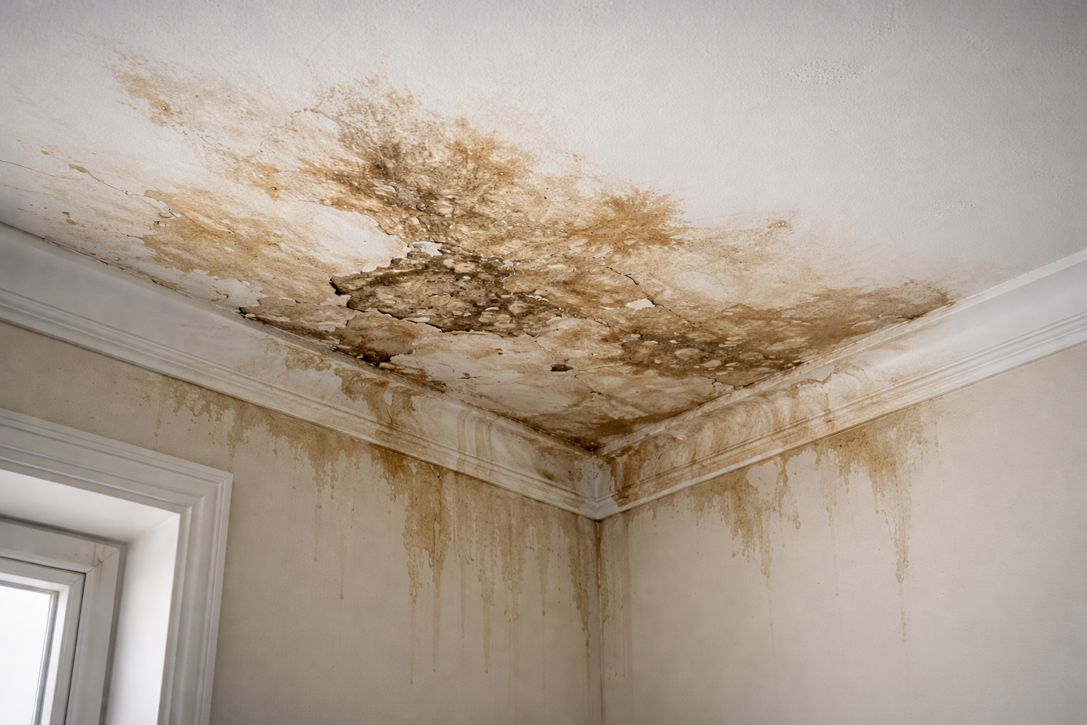 Plafond humide dégât eaux