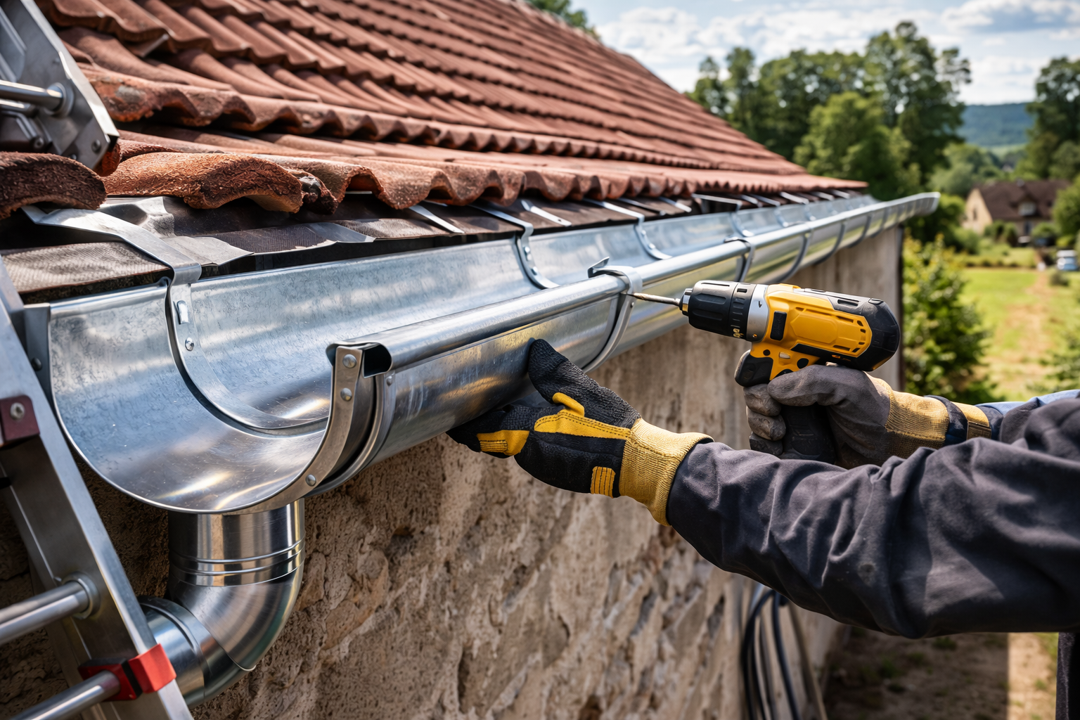 Pose de gouttières zinc alu PVC